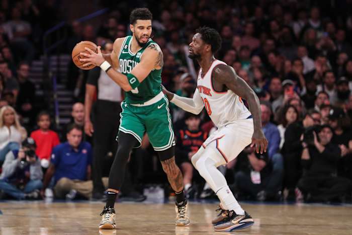 Boston Celtics forward Jayson Tatum, New York Knicks forward Julius Randle